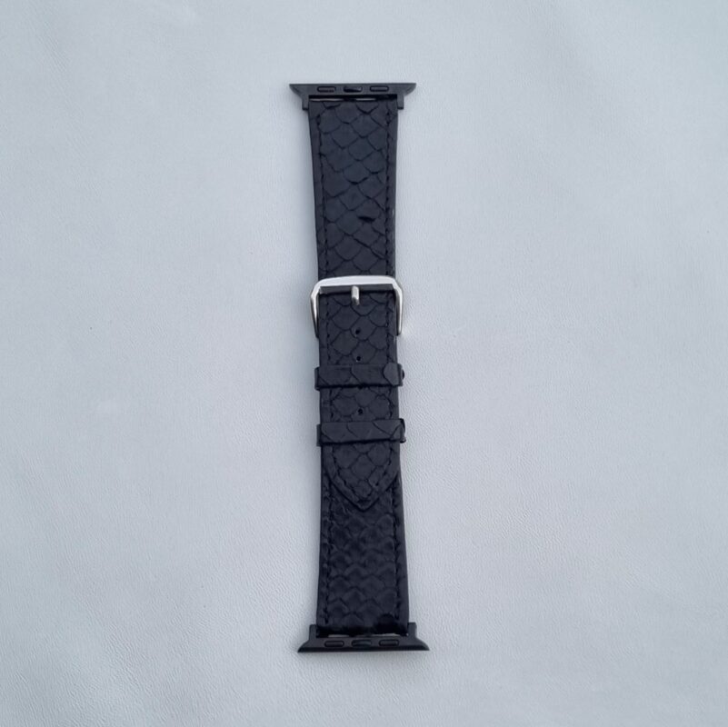 Ремешок черный на часы Apple Watch 42/44мм из кожи питона