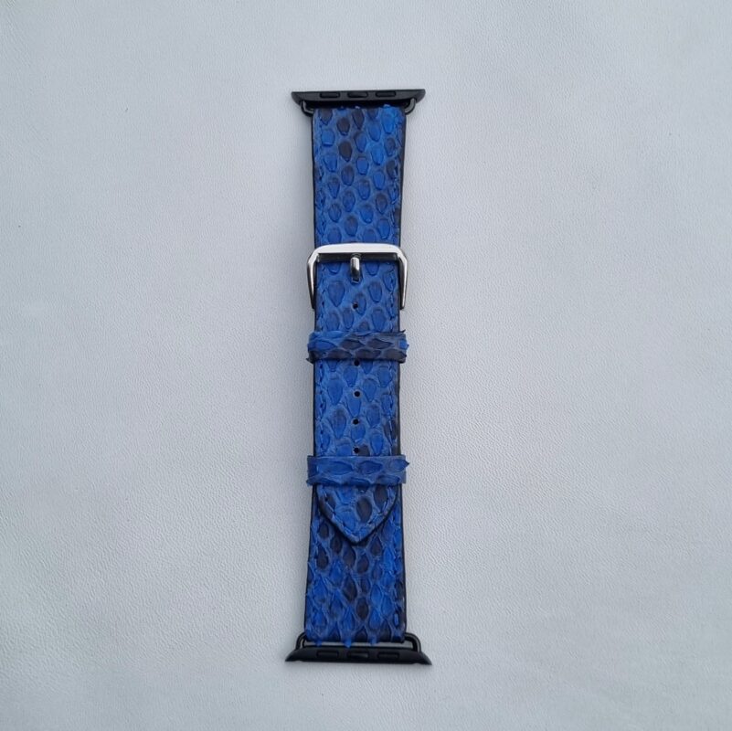 Ремешок синий на часы Apple Watch 42/44мм из кожи питона